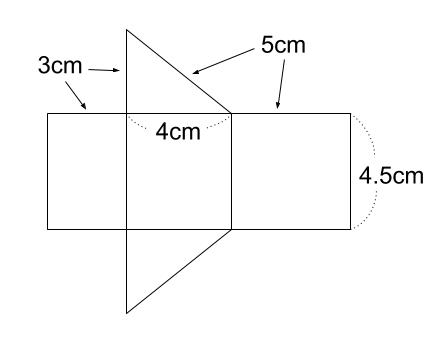 中学数学・高校受験chu-su- 三角柱の表面積　図２
